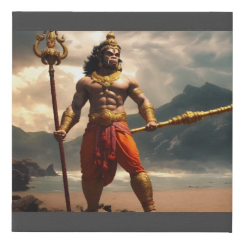  Mighty Hanuman Scaled Guardian Tattoo Design Faux Canvas Print