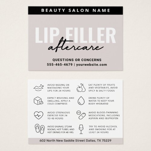 Mighty Ivory Lip Filler Aftercare Instruction Card