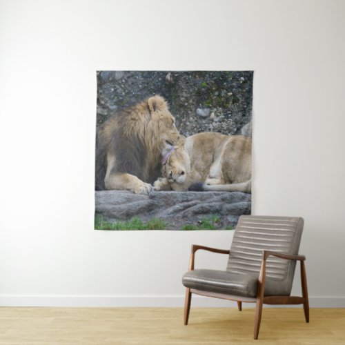 Mighty Lion Love Tapestry