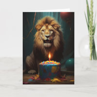 Mighty Lion with a Birthday Cake