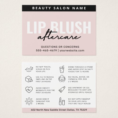 Mighty Lip Blush After Care Instruction Card