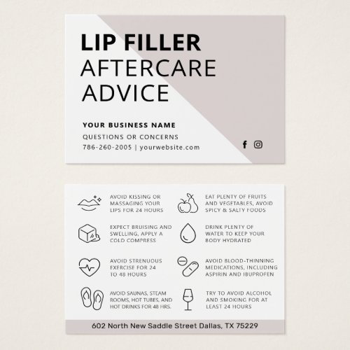 Mighty Lip Filler Aftercare Instructions Card