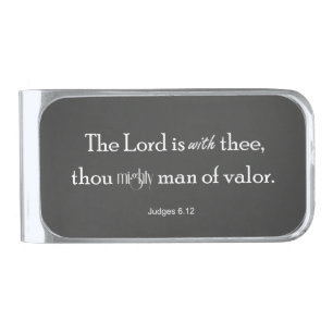 Mighty Man of Valor Bible Verse Silver Finish Money Clip