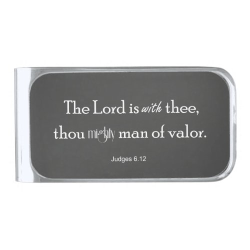 Mighty Man of Valor Bible Verse Silver Finish Money Clip