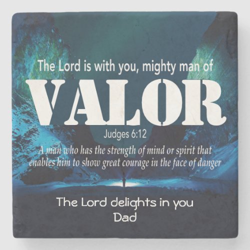 MIGHTY MAN OF VALOR Christian Inspirational Stone Coaster