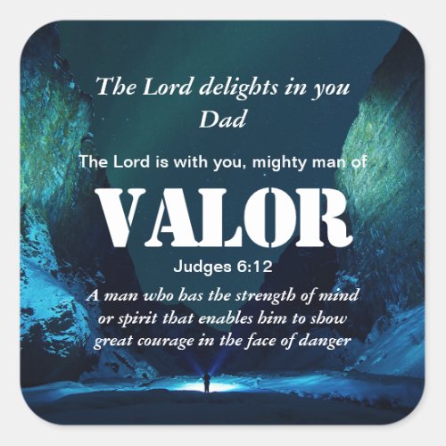 MIGHTY MAN OF VALOR  Christian Square Sticker