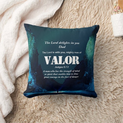 MIGHTY MAN OF VALOR  Christian Throw Pillow