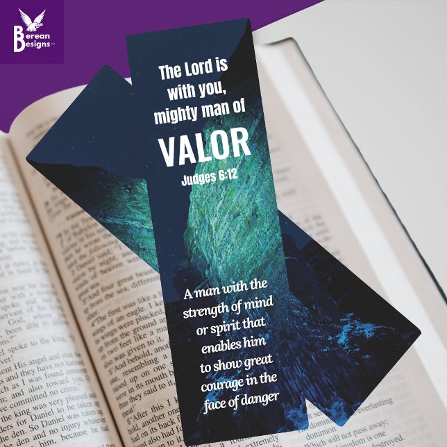 MIGHTY MAN OF VALOR Judges 6 Christian  Bookmarks (Christian Bible verse bookmark with MIGHTY MAN OF VALOR based on Judges 6. CUSTOMIZABLE TEXT on back)
