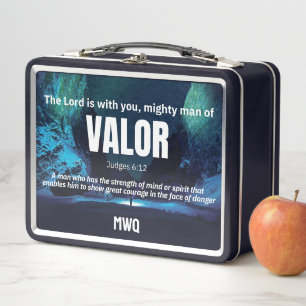 MIGHTY MAN OF VALOR Personalized Christian Metal Lunch Box