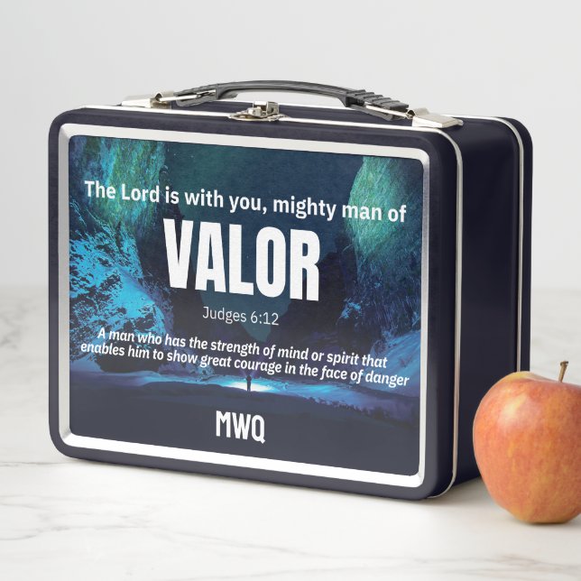 MIGHTY MAN OF VALOR Personalized Christian  Metal Lunch Box (In Situ)