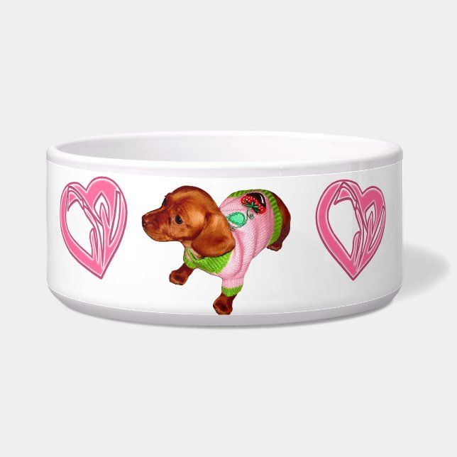 Mighty Mini Dachshund Dish and Bowl (Left)