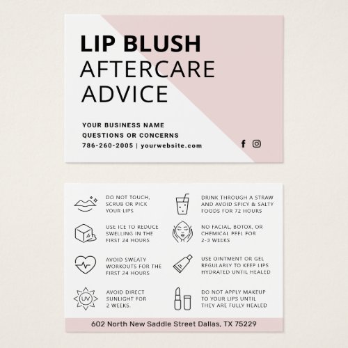 Mighty Modern Lip Blush AfterCare Instruction Card