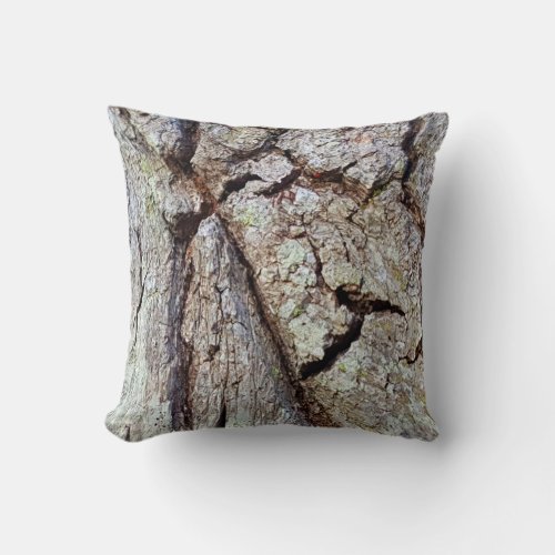 Mighty Oak Tree Bark Rustic Country Nature Photo Throw Pillow