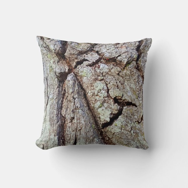 Mighty Oak Tree Bark Rustic Country Nature Photo Throw Pillow (Front)