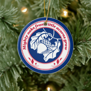 Mighty oaks from little acorns grow ceramic ornament