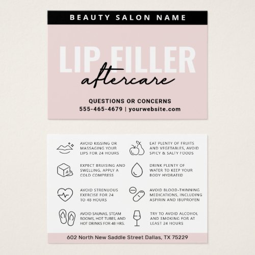 Mighty Pastel Pink  Lip Filler Aftercare Card
