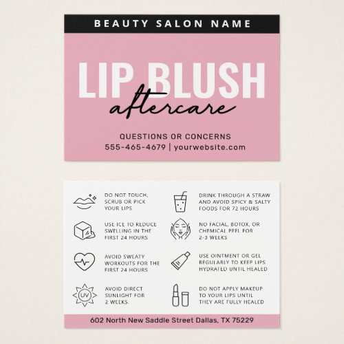 Mighty Pink Lip Blush After Care Instruction Card