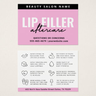Mighty Pink Lip Filler Aftercare Instructions Card
