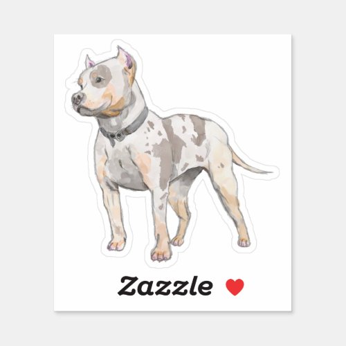 Mighty Pitbull Dog Watercolor Sketch Art Sticker