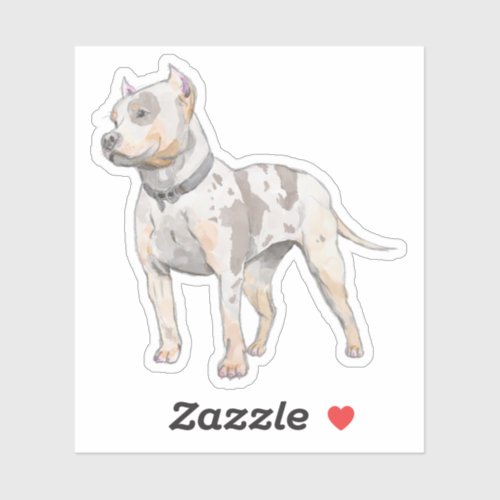 Mighty Pitbull Dog Watercolor Sketch Art Sticker