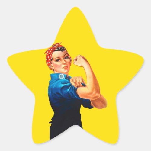 Mighty Rosie The Riveter Retro Style Star Sticker