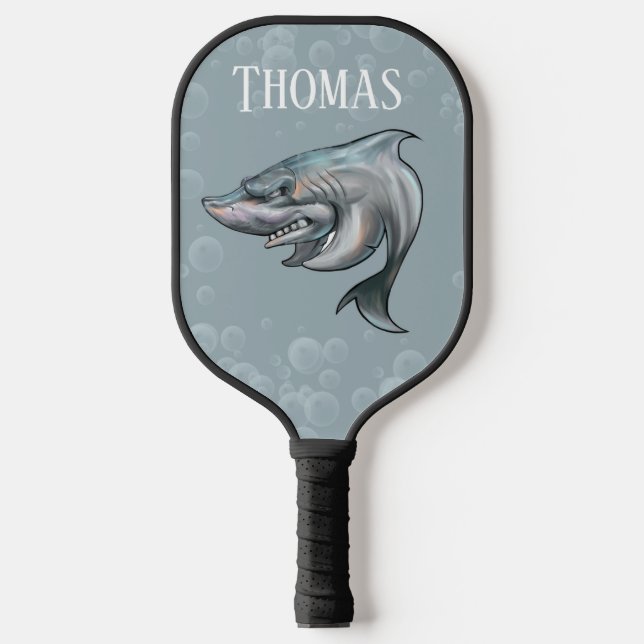 Mighty Sharks Slogan Monogram Pickleball Paddle (Front)
