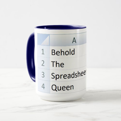 Mighty Spreadsheet Queen Excel Blue Mug