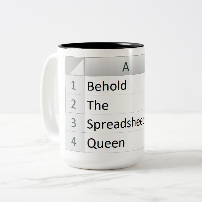 Mighty Spreadsheet Queen, Excel Silver Two-Tone Coffee Mug (Front Left)