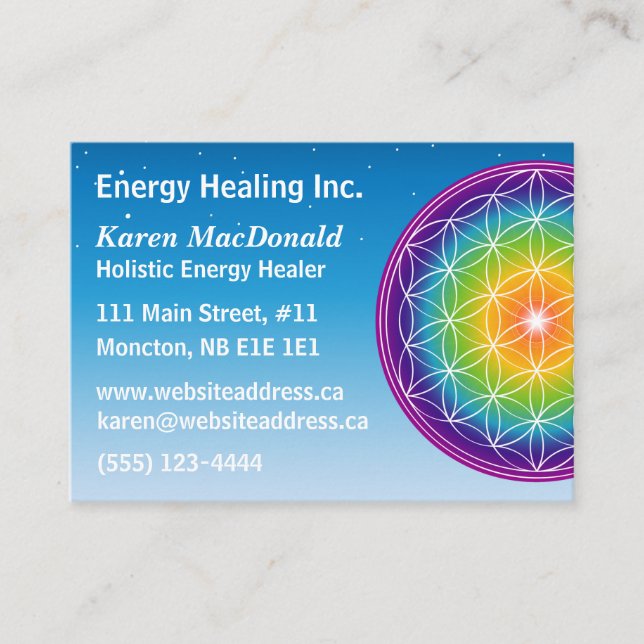 Mighty Starry Sky Flower of Life Biz Card (Front)