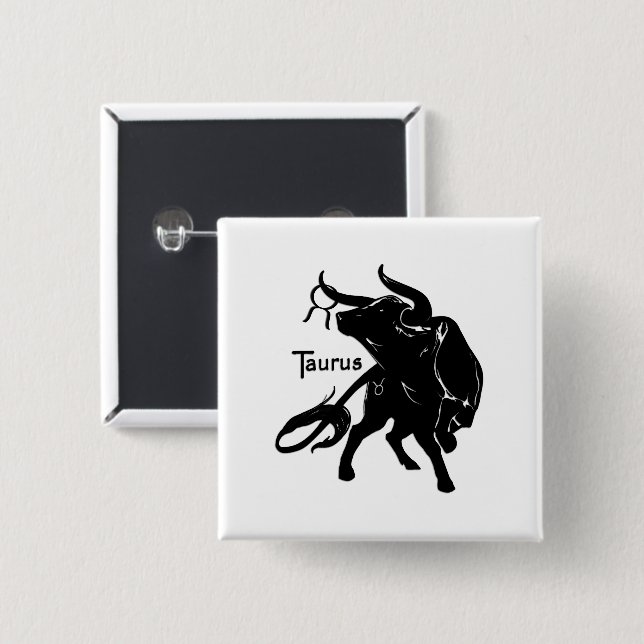 Mighty Taurus the Bull Zodiac Button (Front & Back)