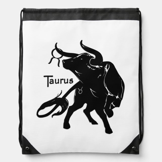 Mighty Taurus the Bull Zodiac Drawstring Bag (Front)