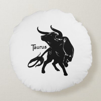 Mighty Taurus the Bull Zodiac Initial Round Pillow