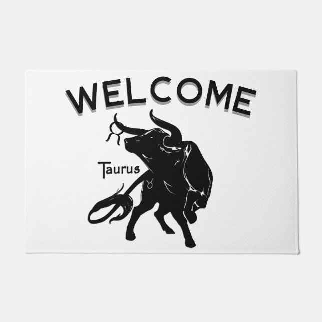 Mighty Taurus the Bull Zodiac Welcome Doormat (Front)