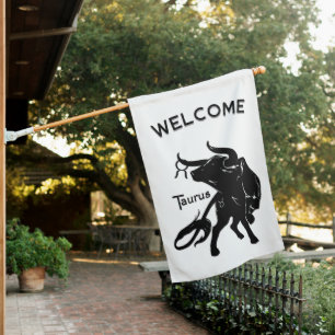 Mighty Taurus the Bull Zodiac Welcome House Flag
