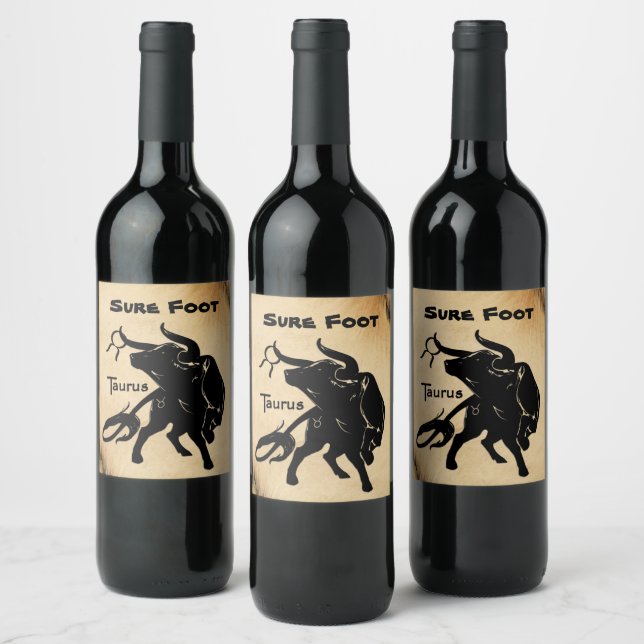 Mighty Taurus the Bull Zodiac Wine Label (Bottles)