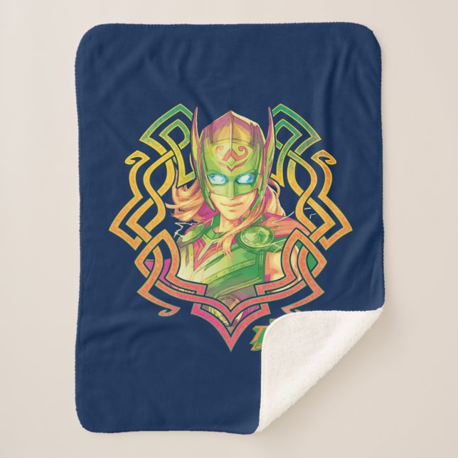 Mighty Thor Colorful Asgardian Graphic Sherpa Blanket (Front)