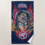 Mighty Thor Helmet Graphic Beach Towel