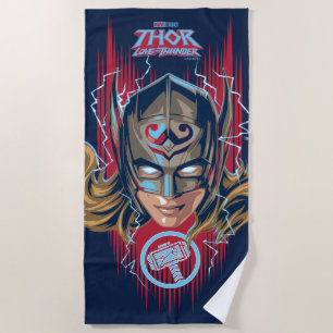 Mighty Thor Helmet Graphic Beach Towel