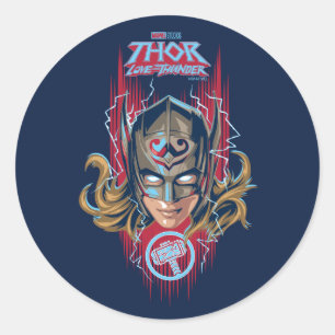 Mighty Thor Helmet Graphic Classic Round Sticker