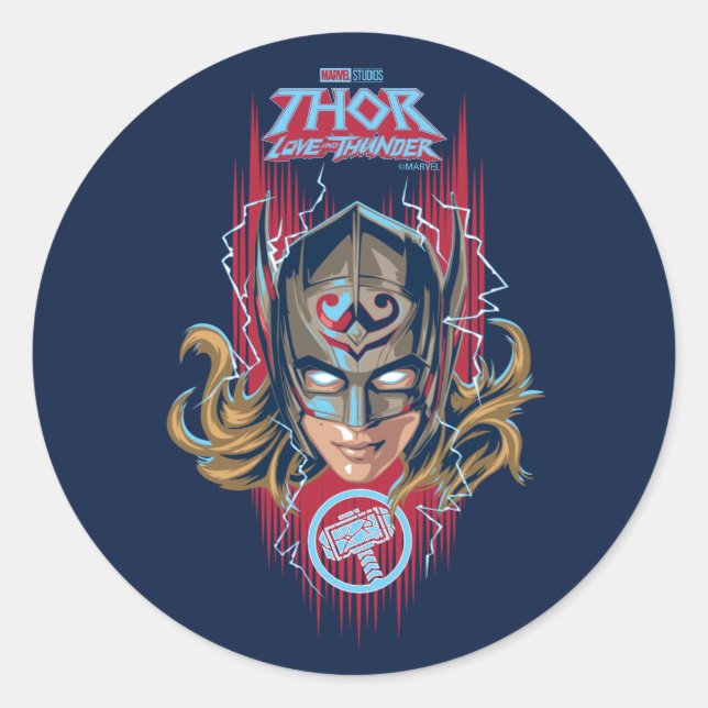Mighty Thor Helmet Graphic Classic Round Sticker (Front)