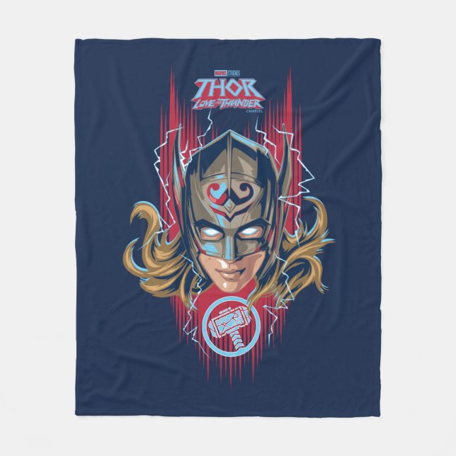 Mighty Thor Helmet Graphic Fleece Blanket (Front)