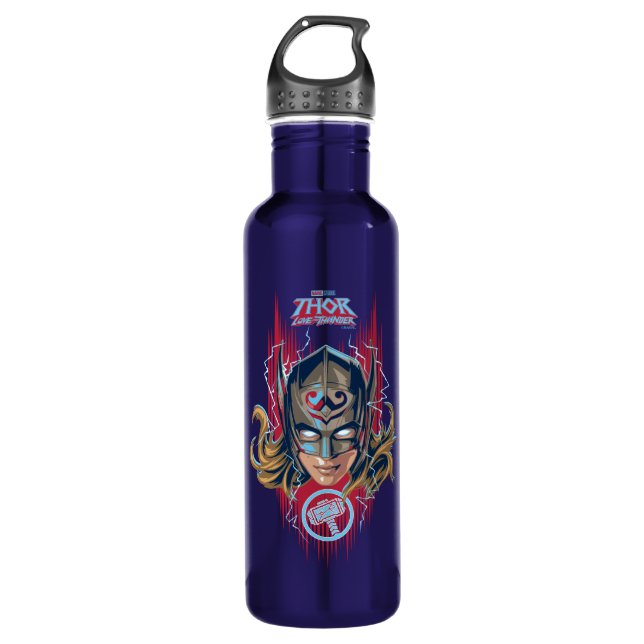 Mighty Thor Helmet Graphic Stainless Steel Water Bottle (Front)