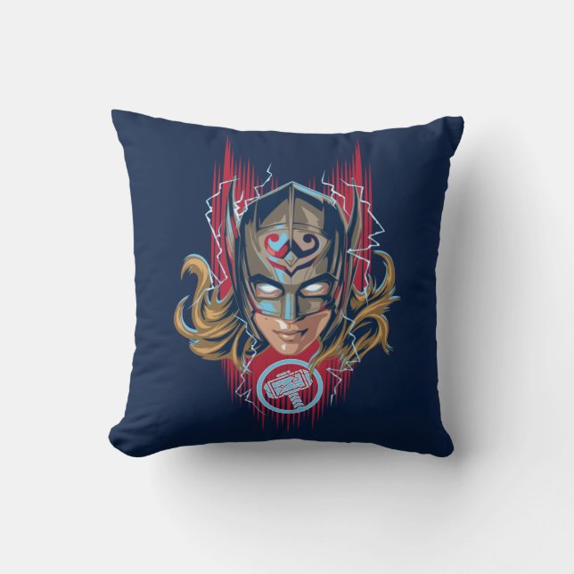 Mighty Thor Helmet Graphic Throw Pillow (Front)