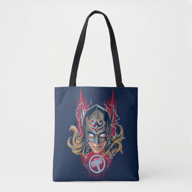 Mighty Thor Helmet Graphic Tote Bag (Front)