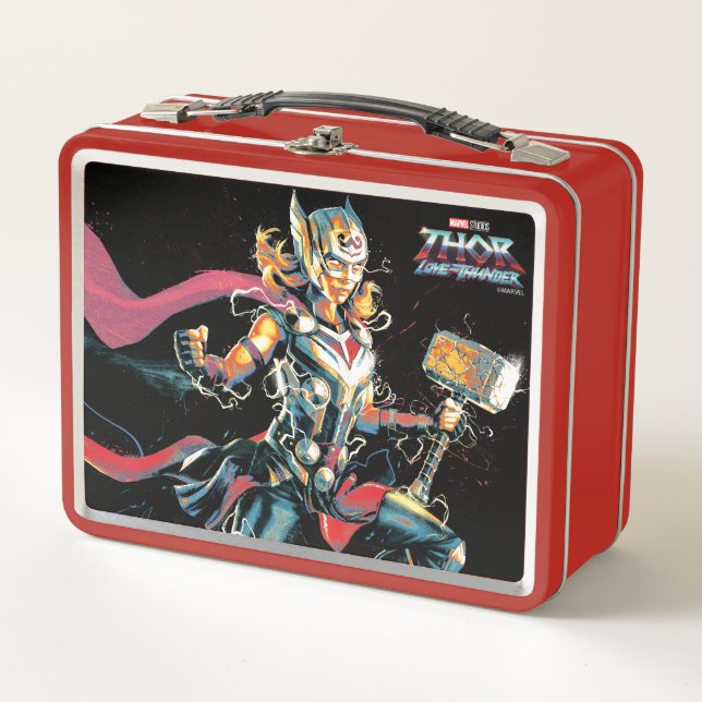 Mighty Thor Illustrated Character Art Metal Lunch Box (Front)