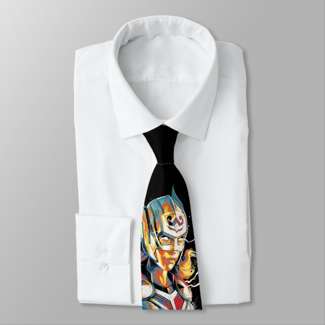 Mighty Thor Illustrated Character Art Neck Tie (Tied)
