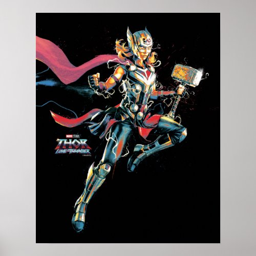 Mighty Thor Illustrated Character Art Poster
