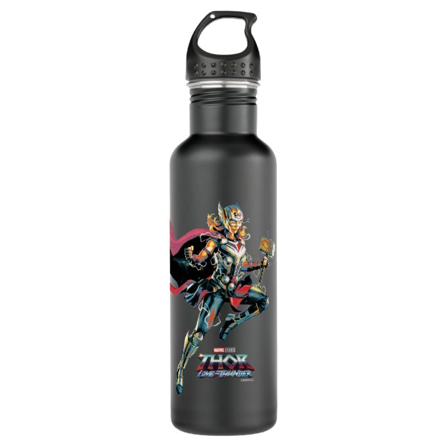 Mighty Thor Illustrated Character Art Stainless Steel Water Bottle (Front)