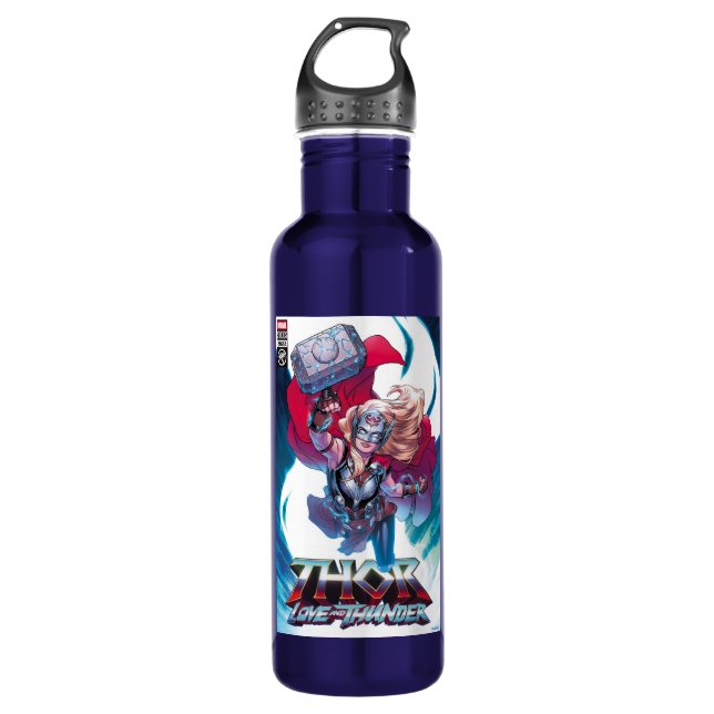 Mighty Thor Mjölnir Comic Cover Homage Stainless Steel Water Bottle (Front)