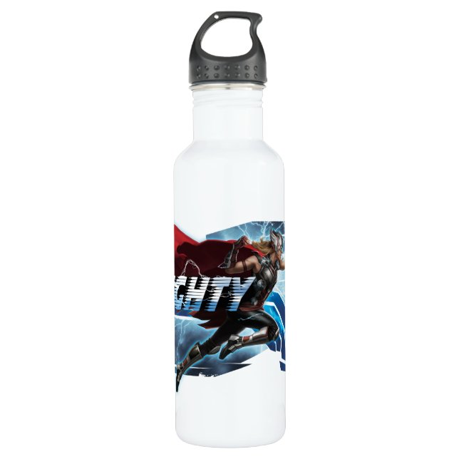 Mighty Thor Mjölnir Rush Graphic Stainless Steel Water Bottle (Front)